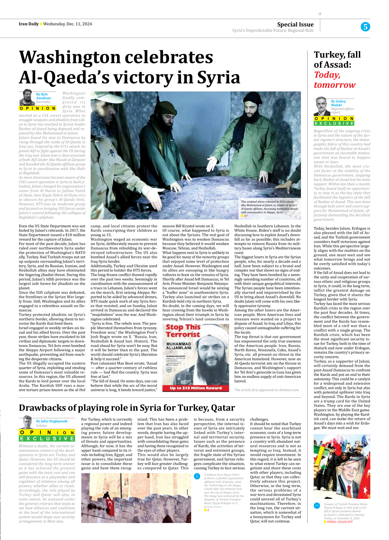 Iran Daily - Number Seven Thousand Seven Hundred and Twenty - 11 December 2024 - Page 5