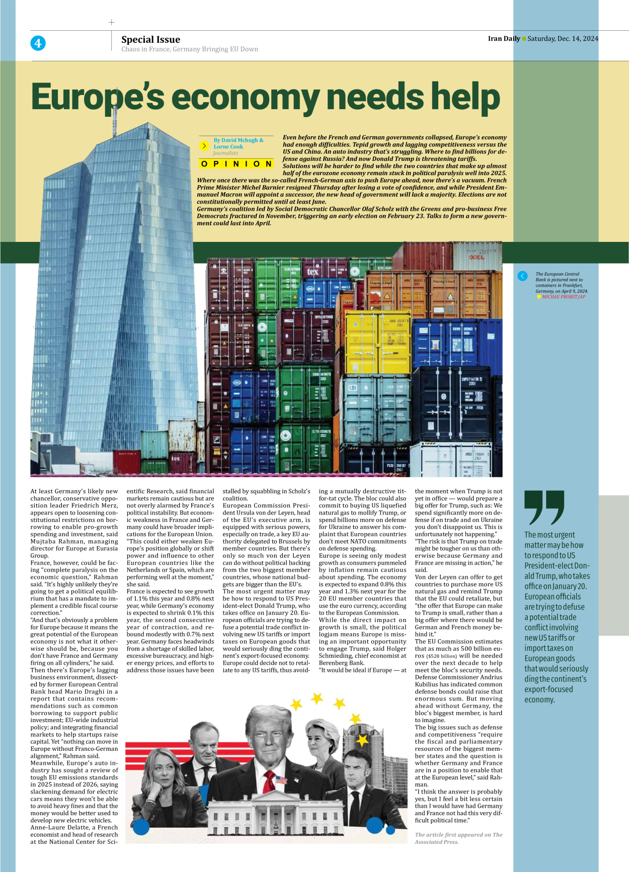 Iran Daily - Number Seven Thousand Seven Hundred and Twenty One - 14 December 2024 - Page 4