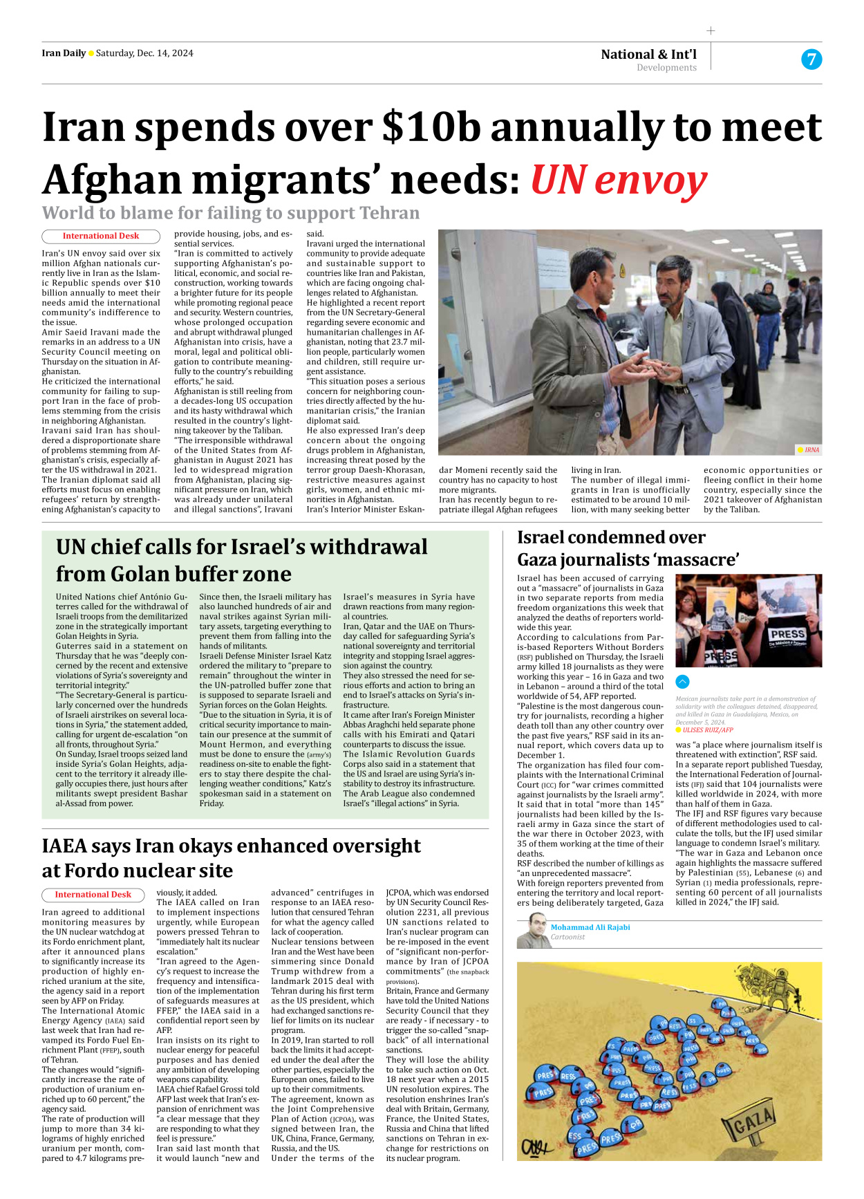 Iran Daily - Number Seven Thousand Seven Hundred and Twenty One - 14 December 2024 - Page 7