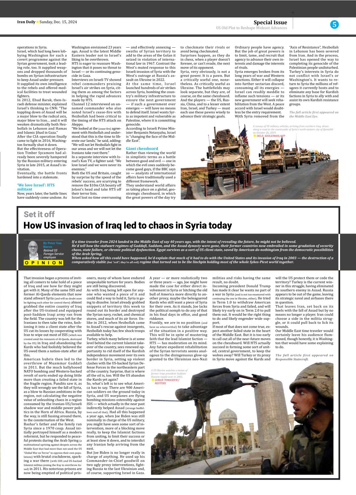 Iran Daily - Number Seven Thousand Seven Hundred and Twenty Two - 15 December 2024 - Page 5