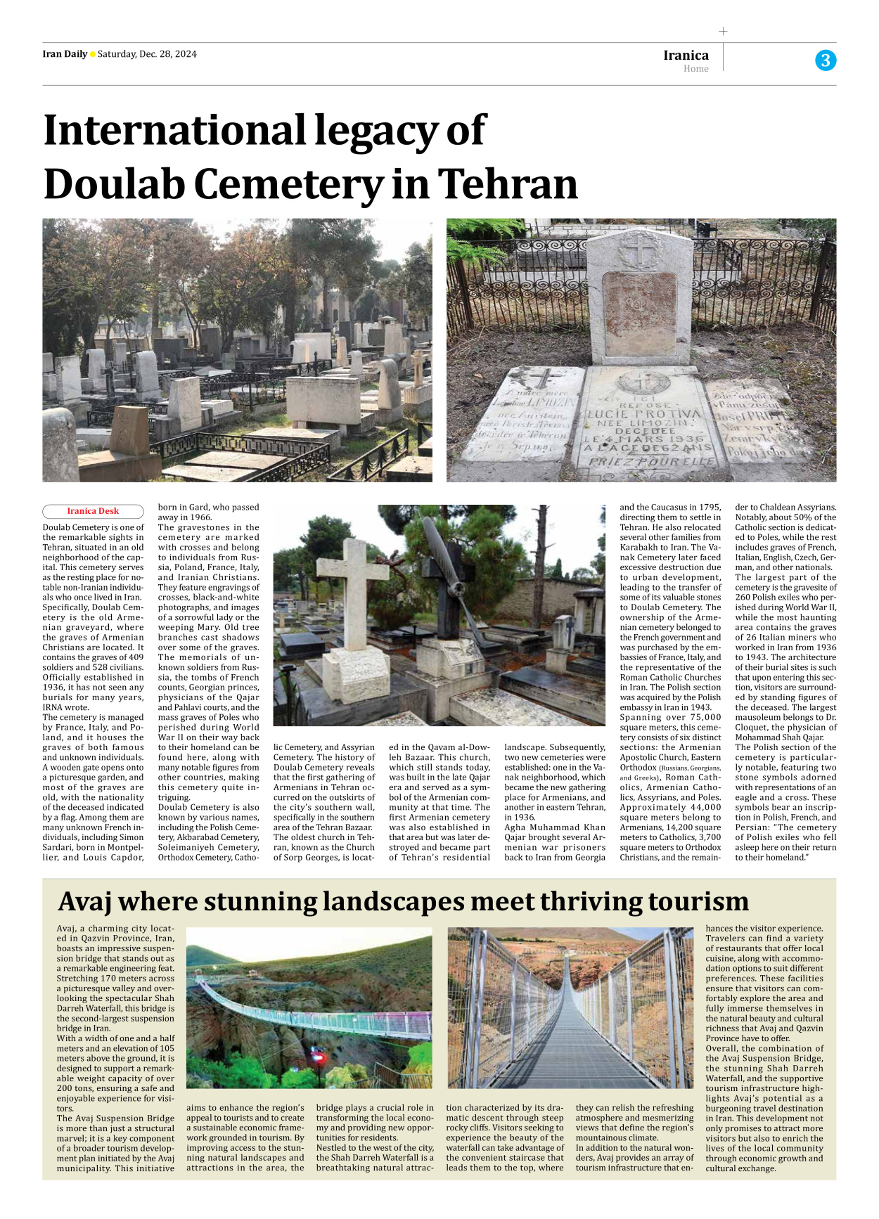 Iran Daily - Number Seven Thousand Seven Hundred and Thirty One - 28 December 2024 - Page 3