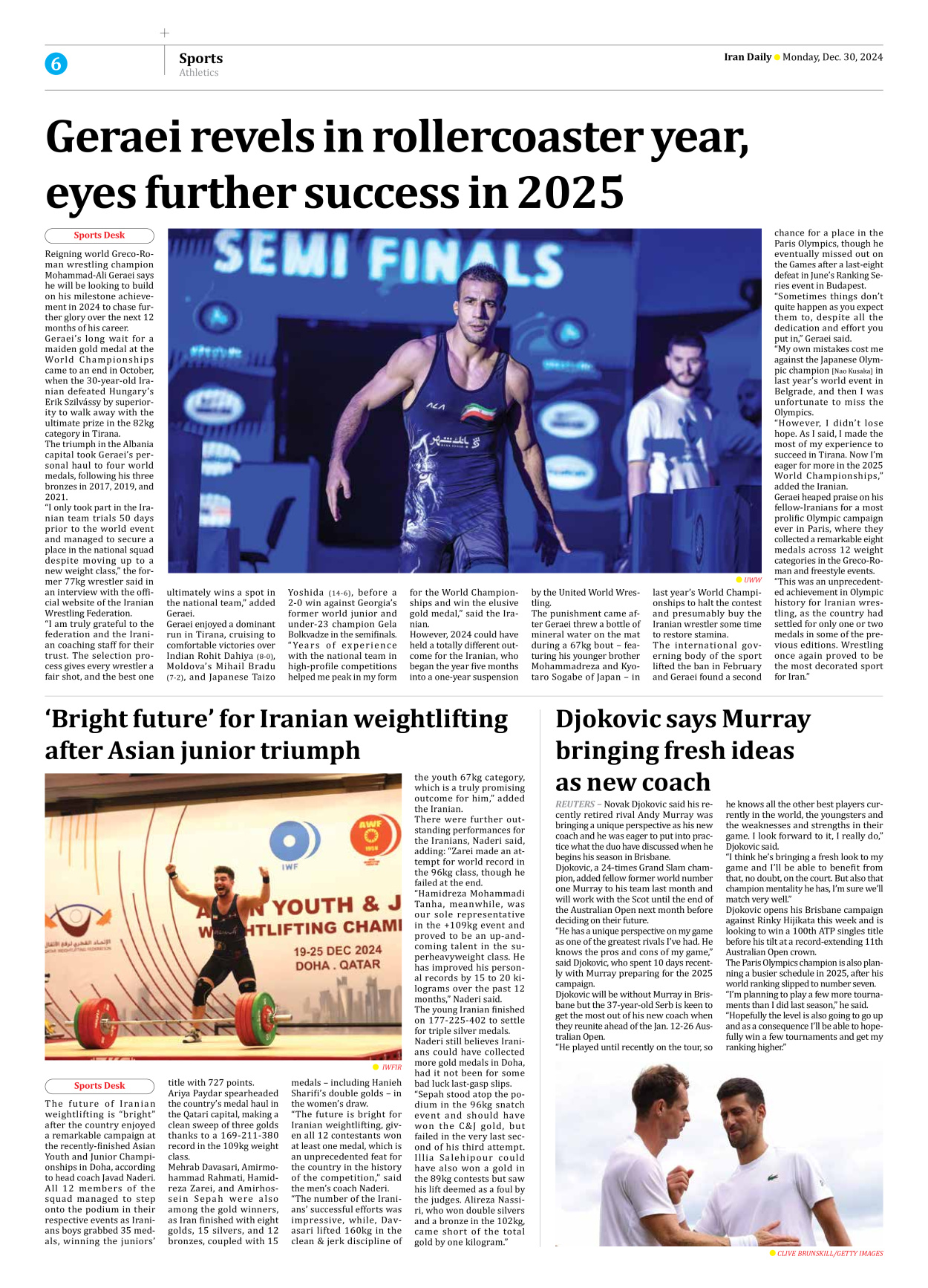 Iran Daily - Number Seven Thousand Seven Hundred and Thirty Three - 30 December 2024 - Page 6