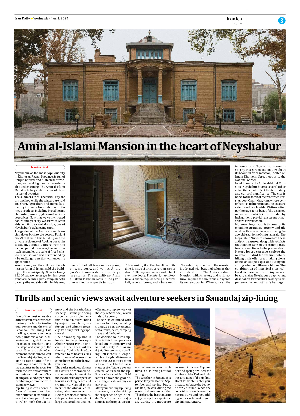 Iran Daily - Number Seven Thousand Seven Hundred and Thirty Five - 01 January 2025 - Page 3