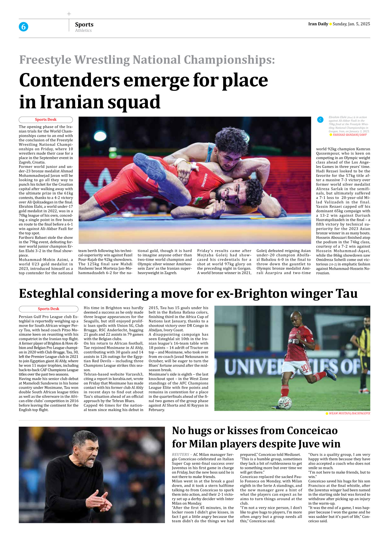 Iran Daily - Number Seven Thousand Seven Hundred and Thirty Eight - 05 January 2025 - Page 6