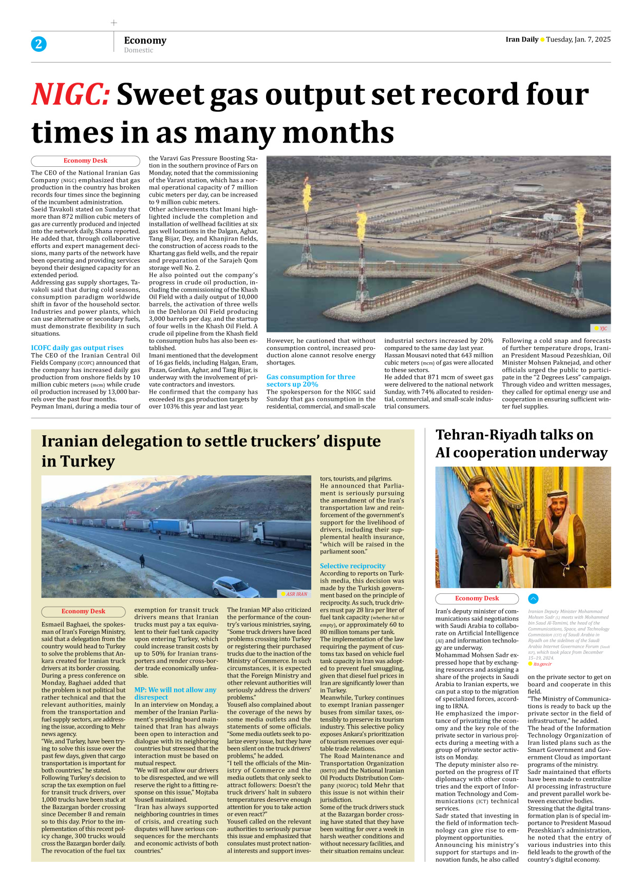 Iran Daily - Number Seven Thousand Seven Hundred and Forty - 07 January 2025 - Page 2