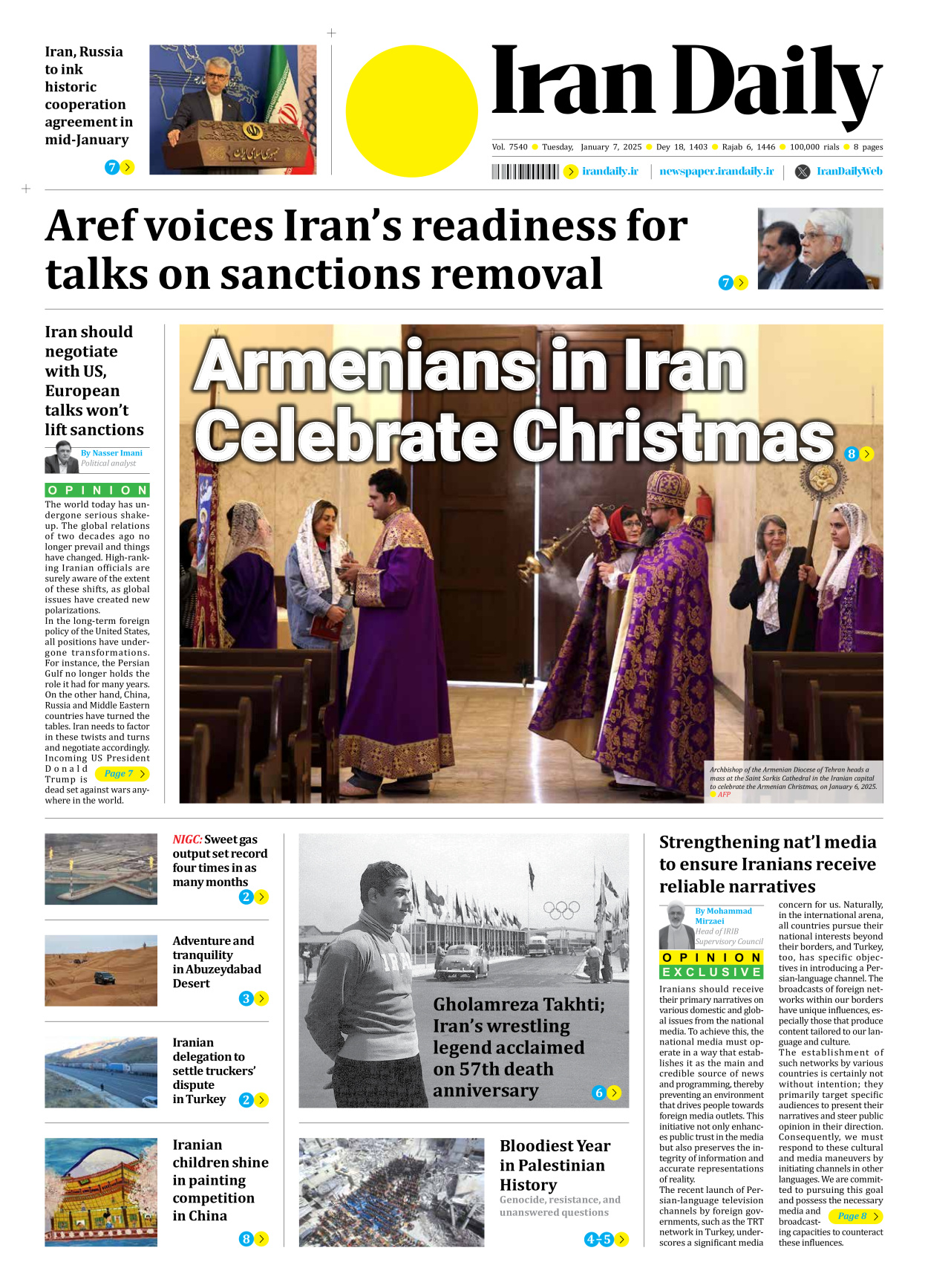 Iran Daily - Number Seven Thousand Seven Hundred and Forty - 07 January 2025