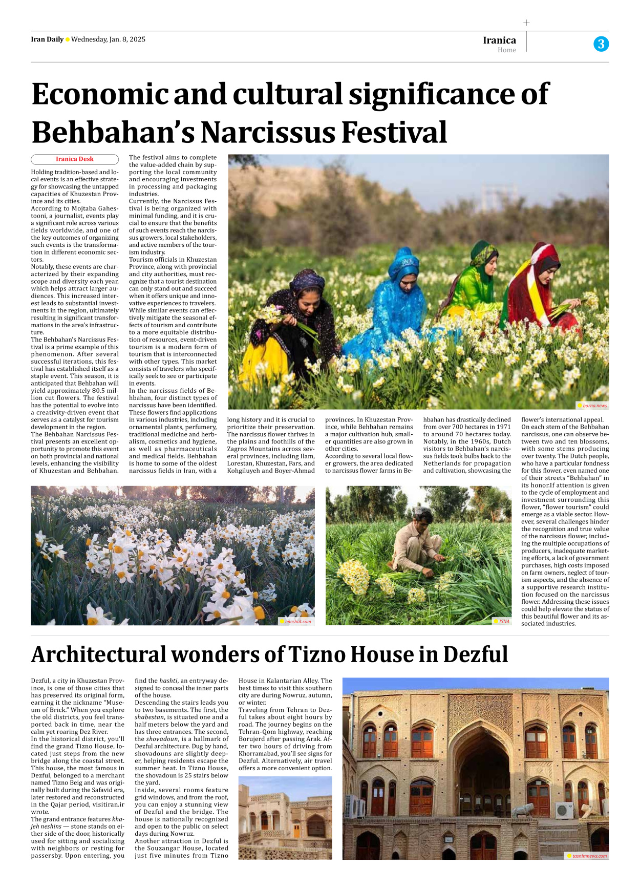 Iran Daily - Number Seven Thousand Seven Hundred and Forty One - 08 January 2025 - Page 3