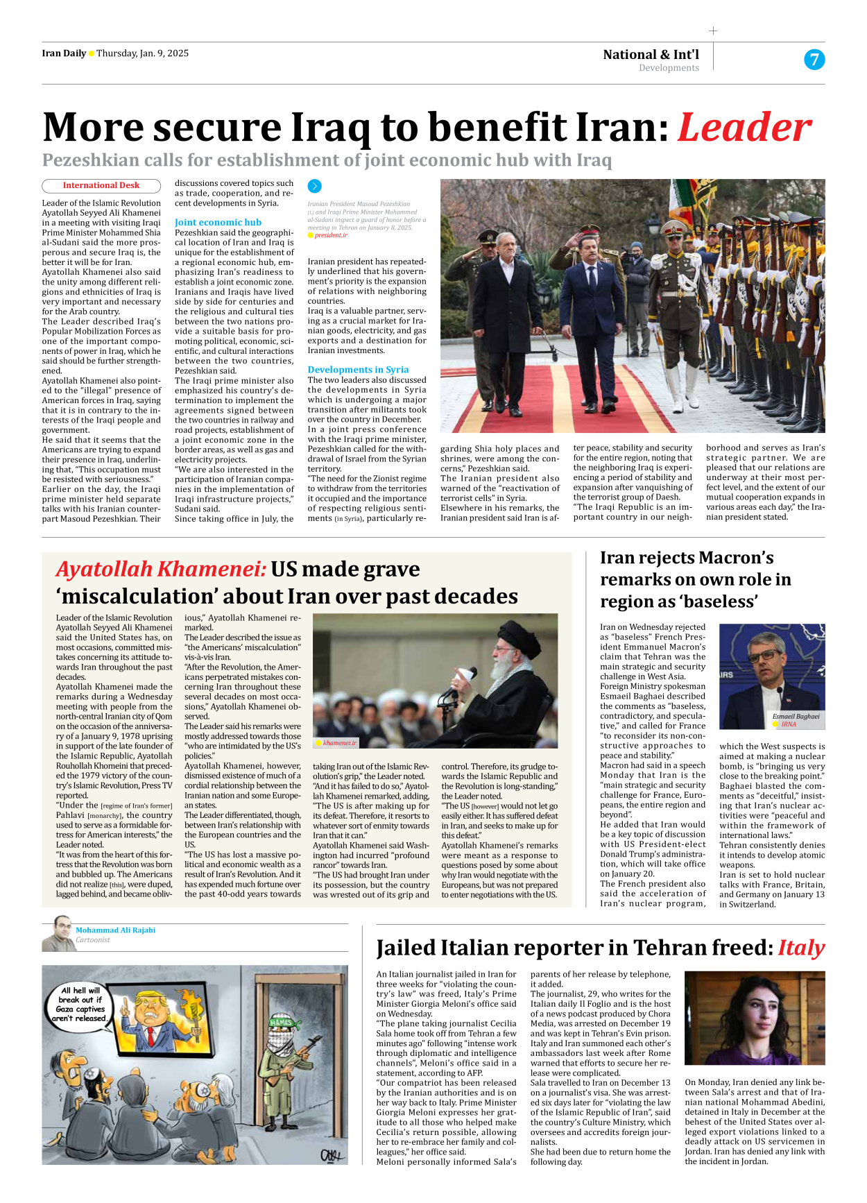 Iran Daily - Number Seven Thousand Seven Hundred and Forty Two - 09 January 2025 - Page 7