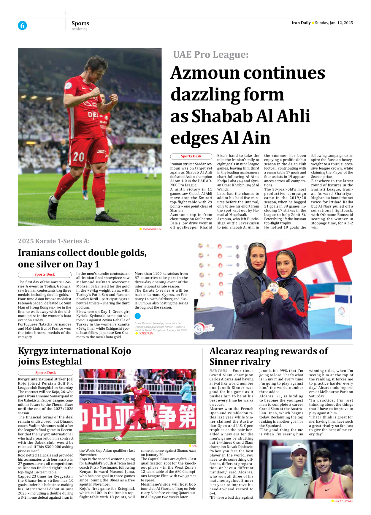 Iran Daily - Number Seven Thousand Seven Hundred and Forty Four - 12 January 2025 - Page 6