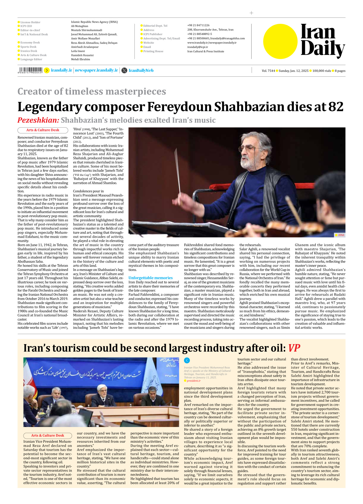 Iran Daily - Number Seven Thousand Seven Hundred and Forty Four - 12 January 2025 - Page 8