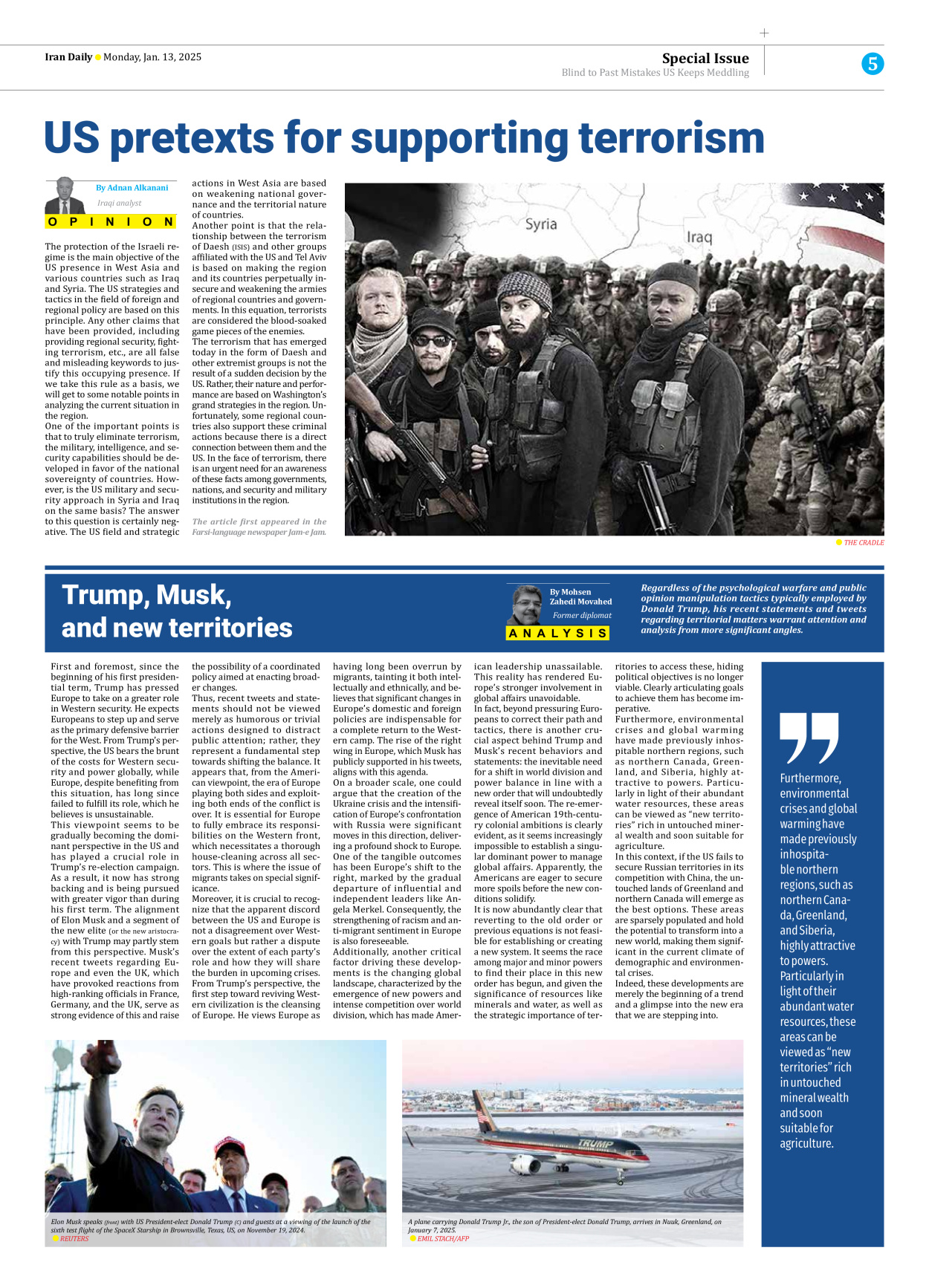 Iran Daily - Number Seven Thousand Seven Hundred and Forty Five - 13 January 2025 - Page 5