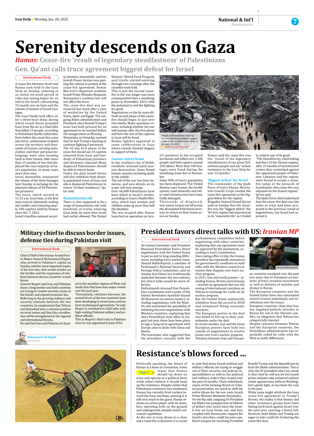 Iran Daily - Number Seven Thousand Seven Hundred and Fifty - 20 January 2025 - Page 7