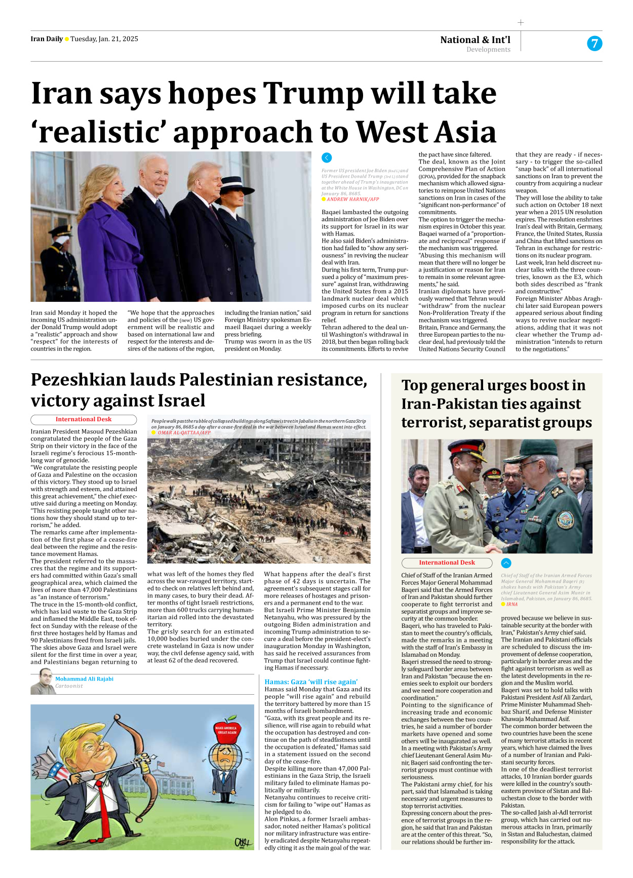 Iran Daily - Number Seven Thousand Seven Hundred and Fifty One - 21 January 2025 - Page 7