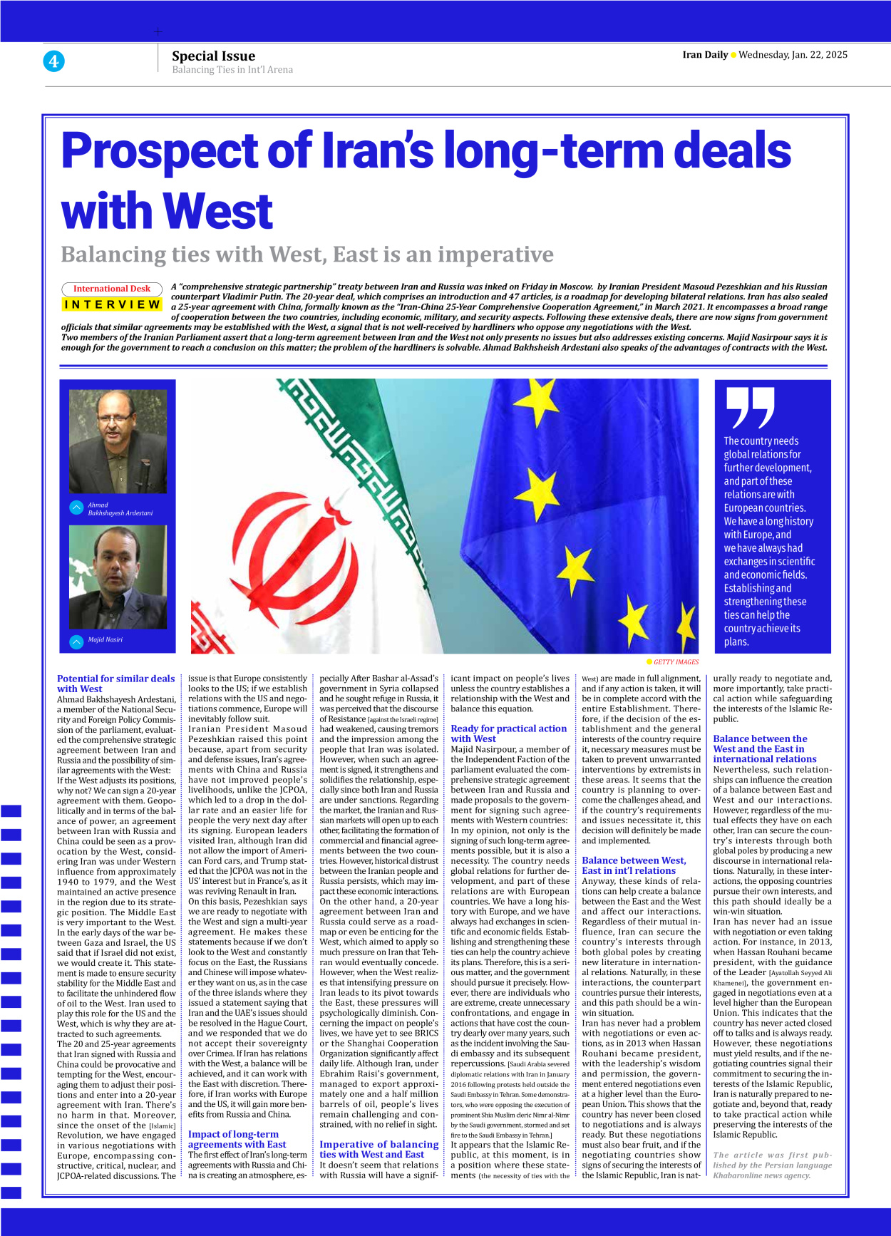 Iran Daily - Number Seven Thousand Seven Hundred and Fifty Two - 22 January 2025 - Page 4