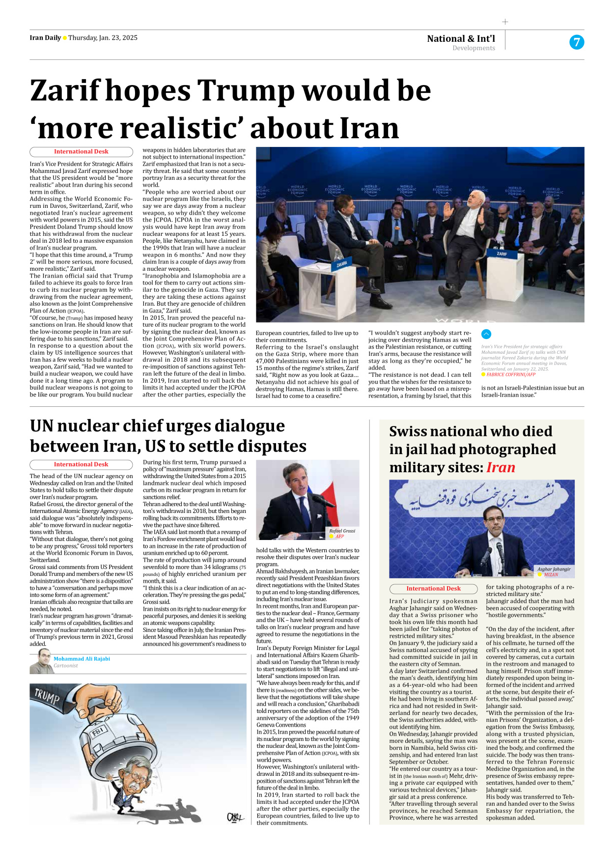 Iran Daily - Number Seven Thousand Seven Hundred and Fifty Three - 23 January 2025 - Page 7