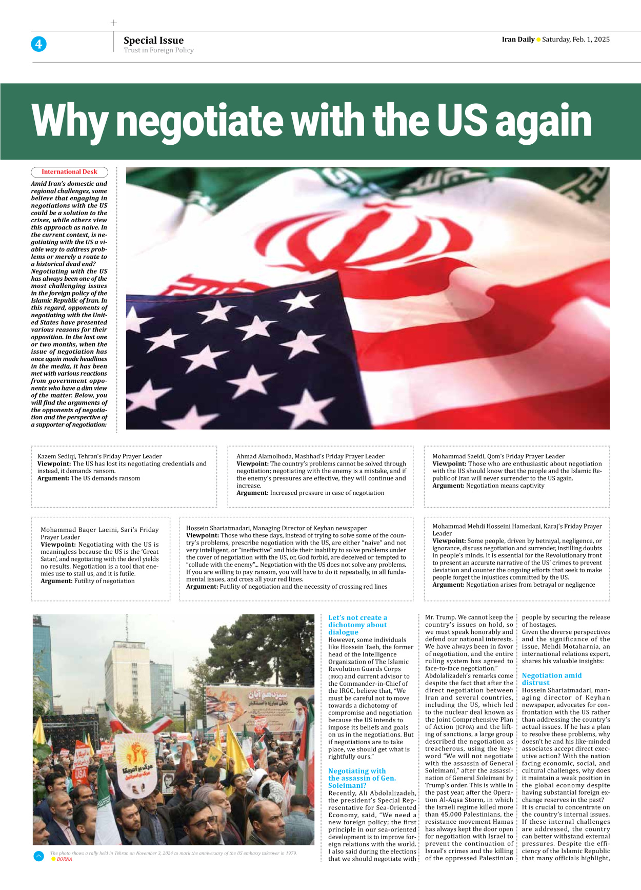 Iran Daily - Number Seven Thousand Seven Hundred and Fifty Nine - 01 February 2025 - Page 4