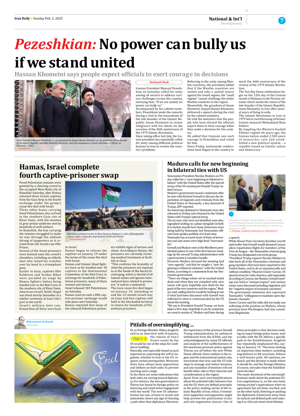Iran Daily - Number Seven Thousand Seven Hundred and Sixty - 02 February 2025 - Page 7