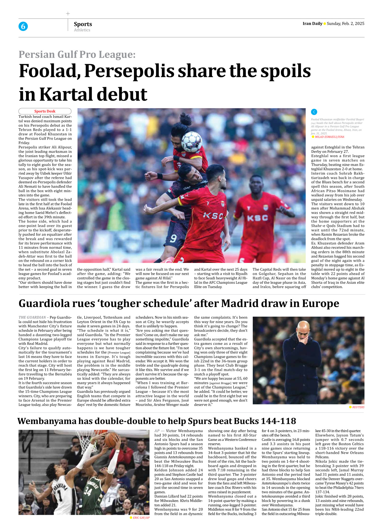 Iran Daily - Number Seven Thousand Seven Hundred and Sixty - 02 February 2025 - Page 6
