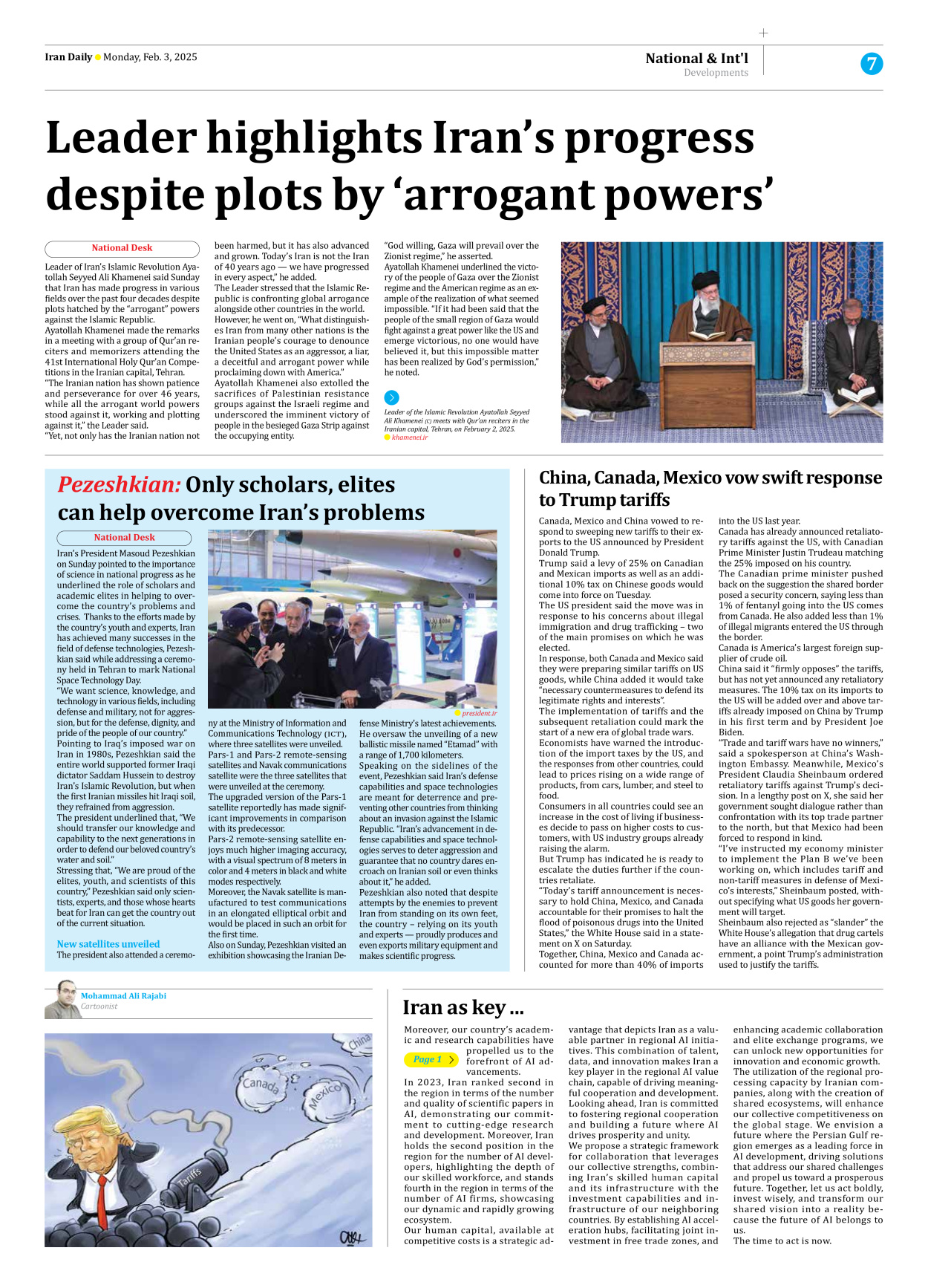 Iran Daily - Number Seven Thousand Seven Hundred and Sixty One - 03 February 2025 - Page 7