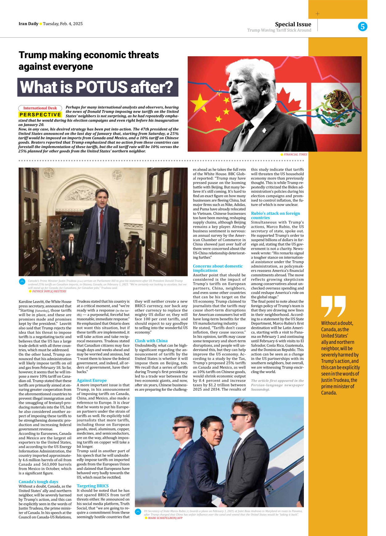 Iran Daily - Number Seven Thousand Seven Hundred and Sixty Two - 04 February 2025 - Page 5