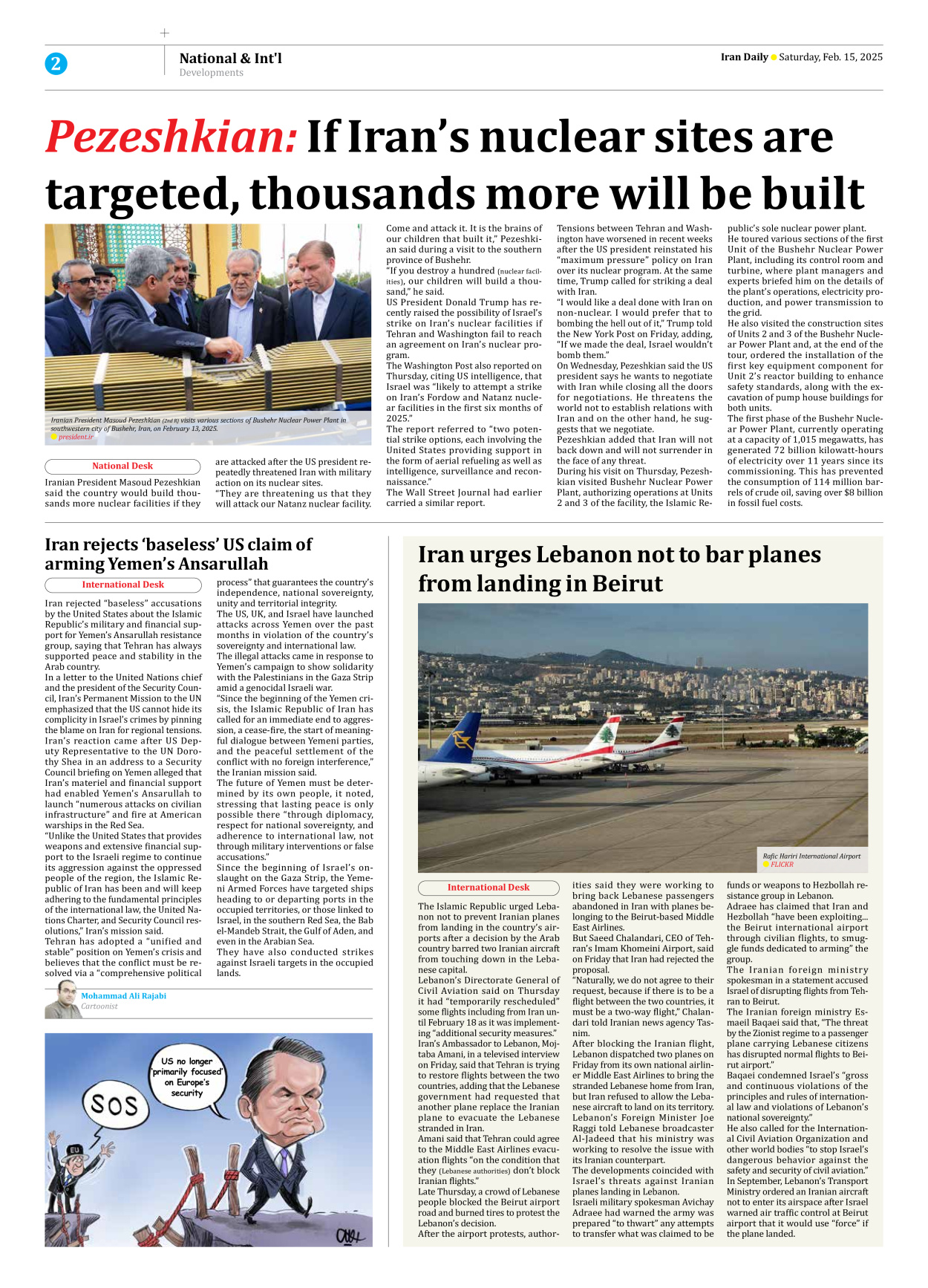 Iran Daily - Number Seven Thousand Seven Hundred and Seventy - 15 February 2025 - Page 2