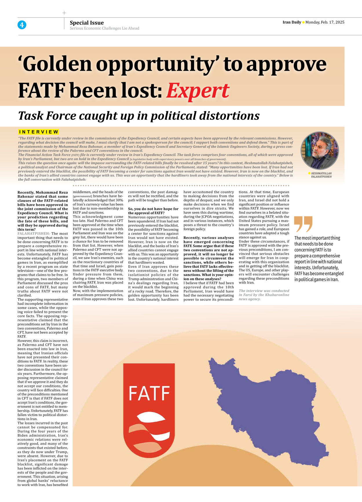 Iran Daily - Number Seven Thousand Seven Hundred and Seventy Two - 17 February 2025 - Page 4
