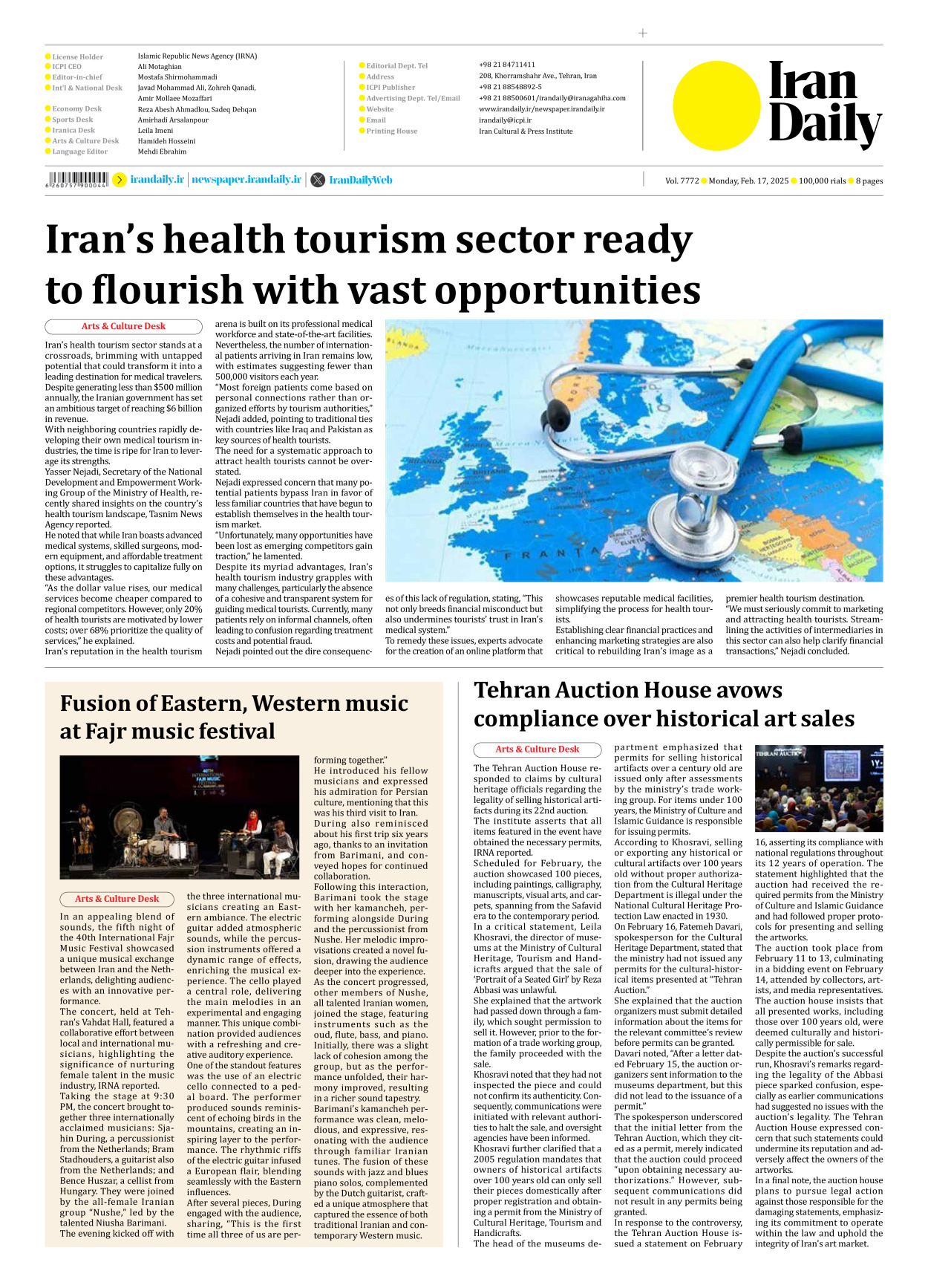 Iran Daily - Number Seven Thousand Seven Hundred and Seventy Two - 17 February 2025 - Page 8