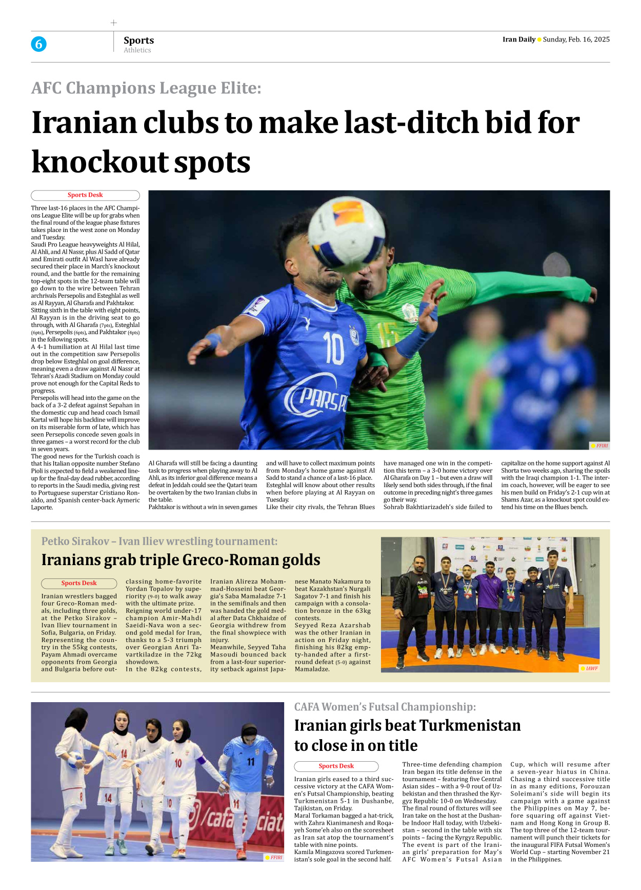Iran Daily - Number Seven Thousand Seven Hundred and Seventy One - 16 February 2025 - Page 6