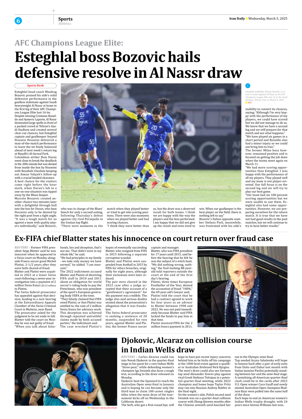 Iran Daily - Number Seven Thousand Seven Hundred and Eighty Six - 05 March 2025 - Page 6