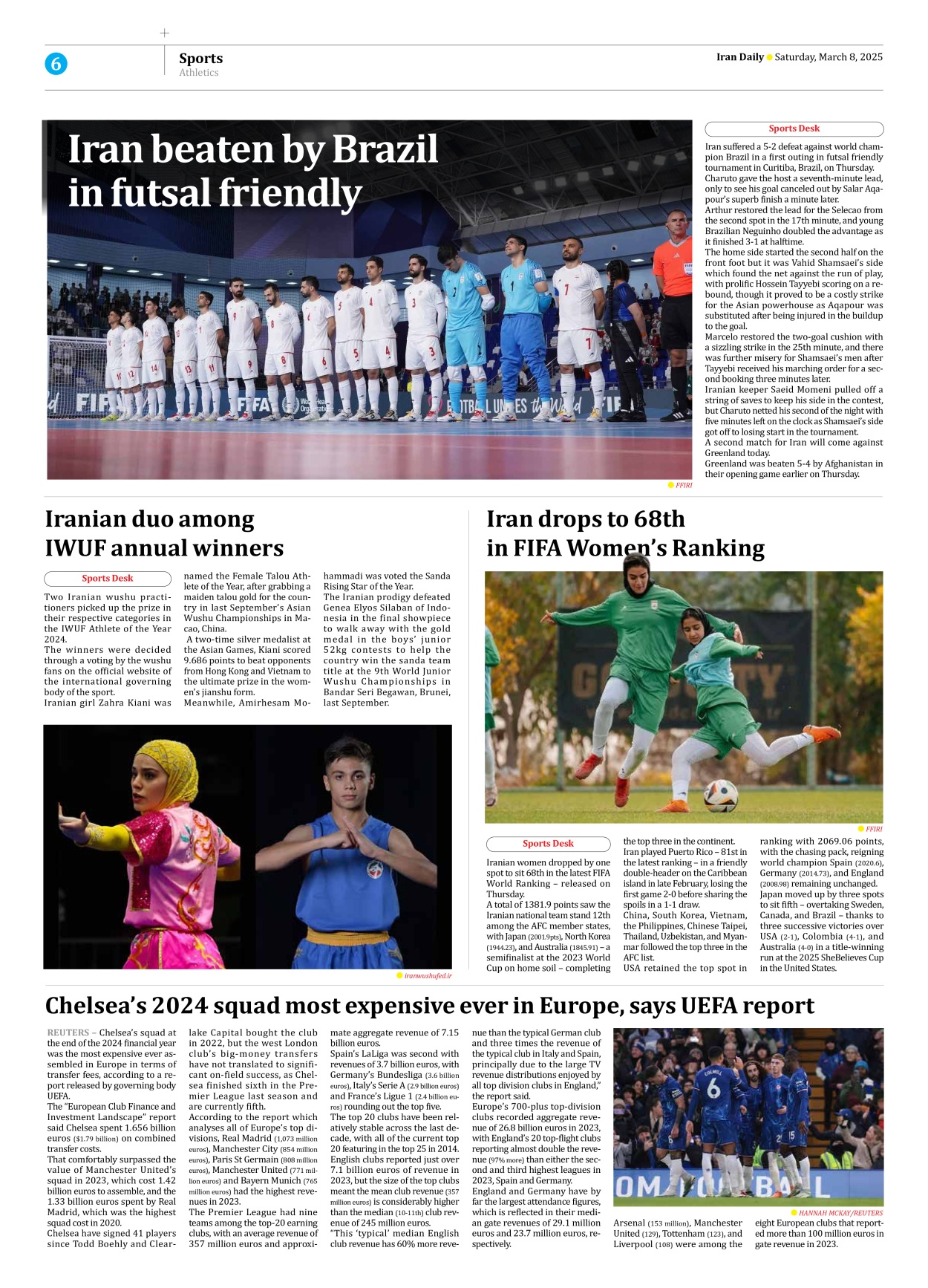 Iran Daily - Number Seven Thousand Seven Hundred and Eighty Eight - 08 March 2025 - Page 6