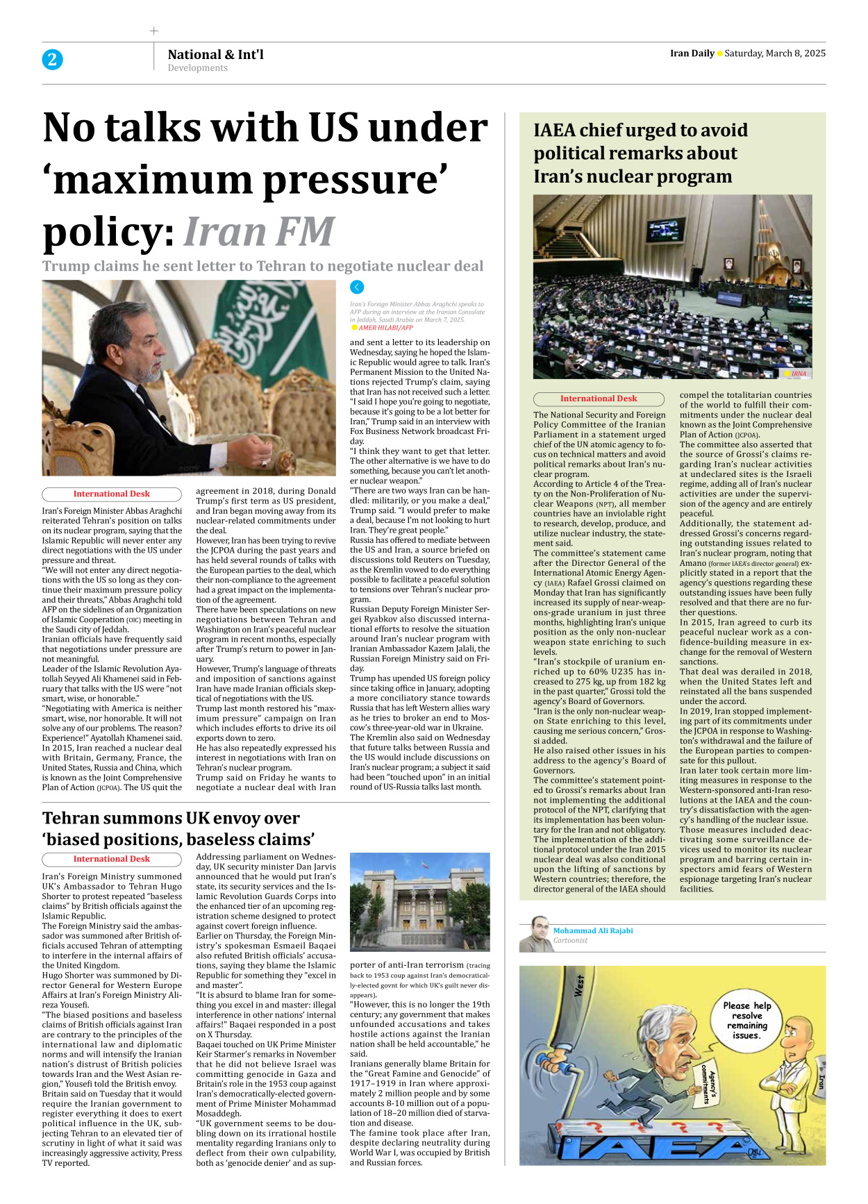 Iran Daily - Number Seven Thousand Seven Hundred and Eighty Eight - 08 March 2025 - Page 2