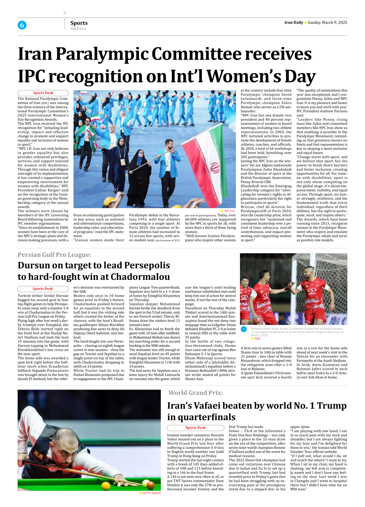 Iran Daily - Number Seven Thousand Seven Hundred and Eighty Nine - 09 March 2025 - Page 6