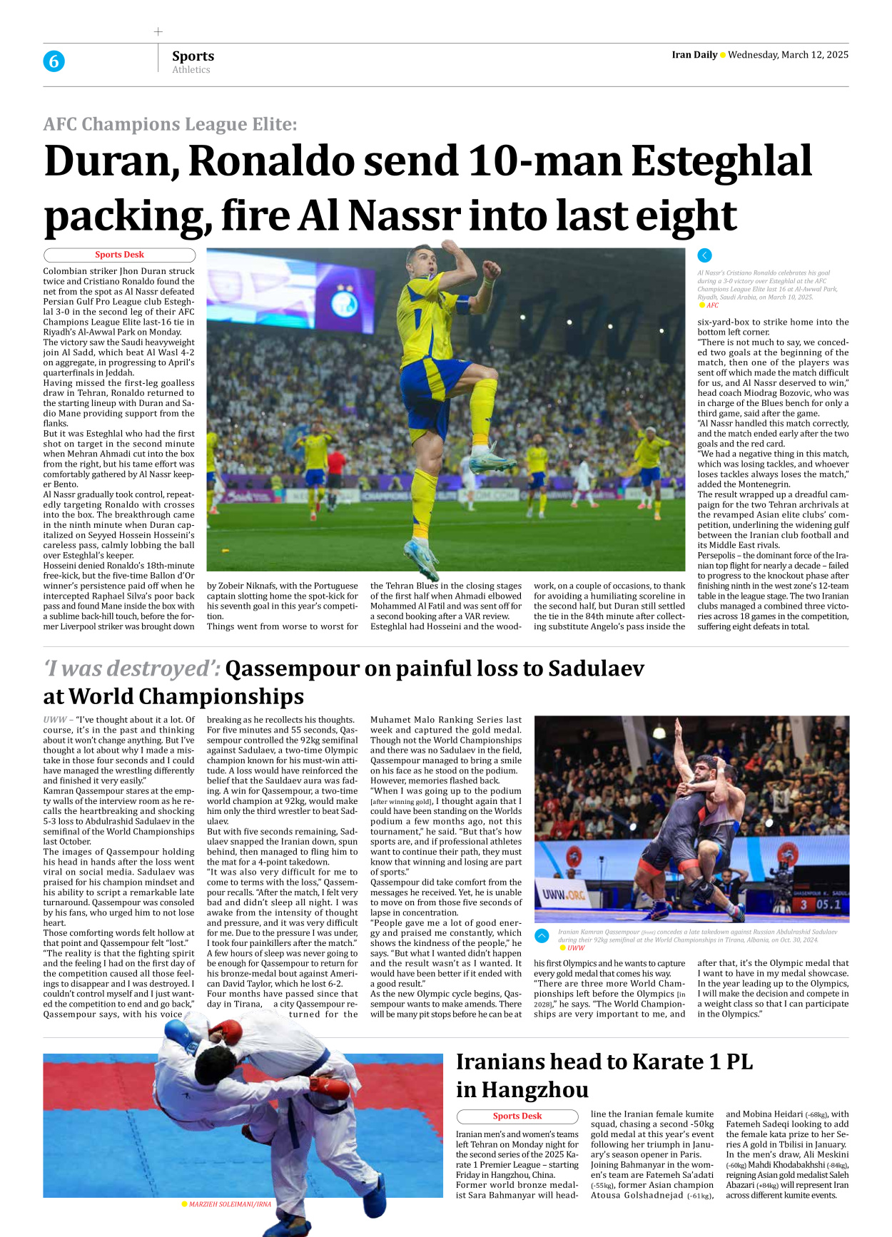 Iran Daily - Number Seven Thousand Seven Hundred and Ninety Two - 12 March 2025 - Page 6