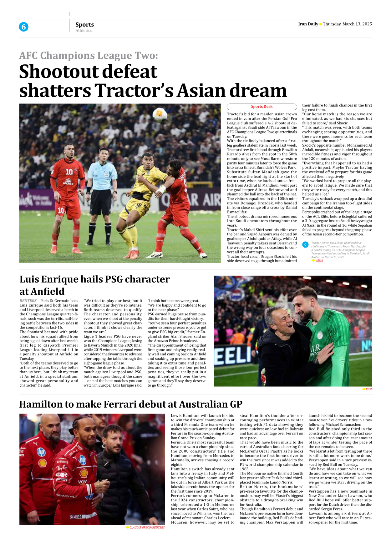 Iran Daily - Number Seven Thousand Seven Hundred and Ninety Three - 13 March 2025 - Page 6