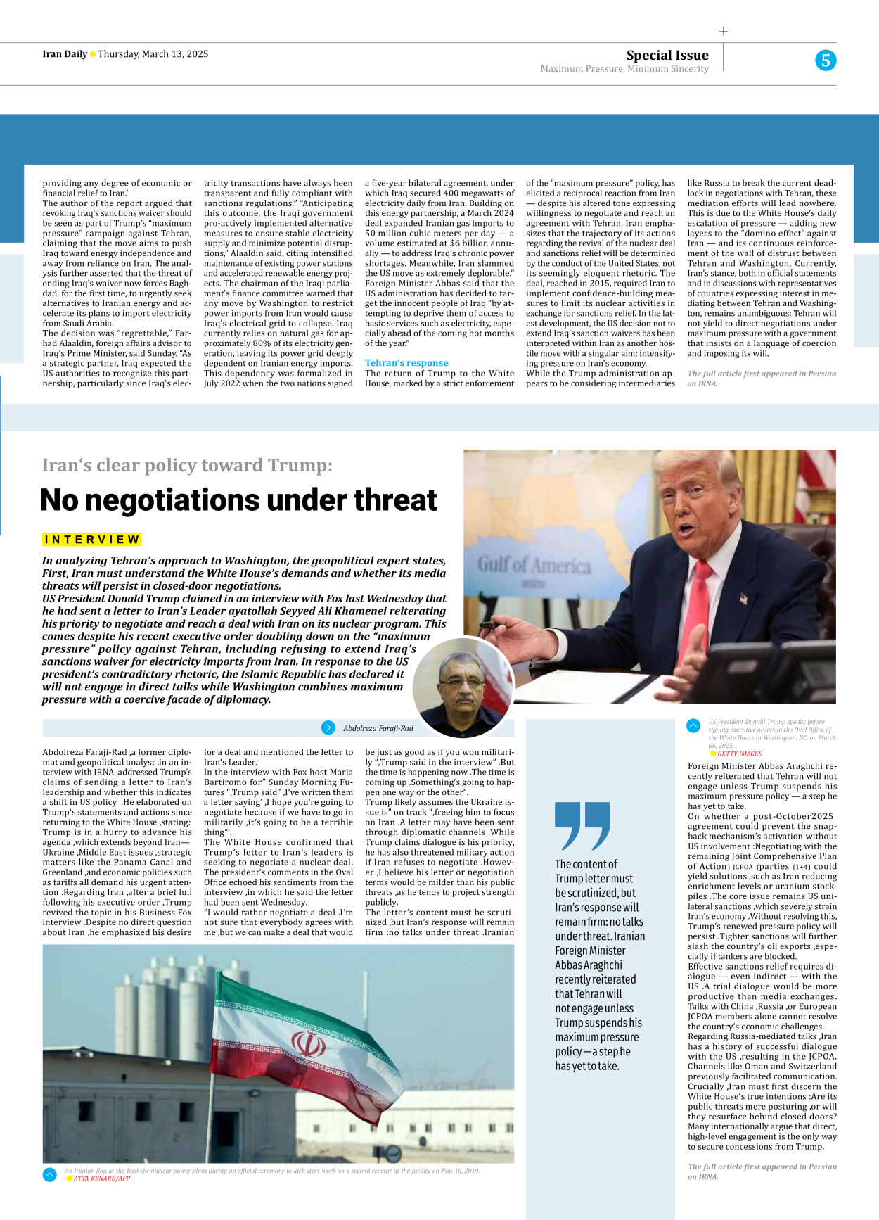 Iran Daily - Number Seven Thousand Seven Hundred and Ninety Three - 13 March 2025 - Page 5
