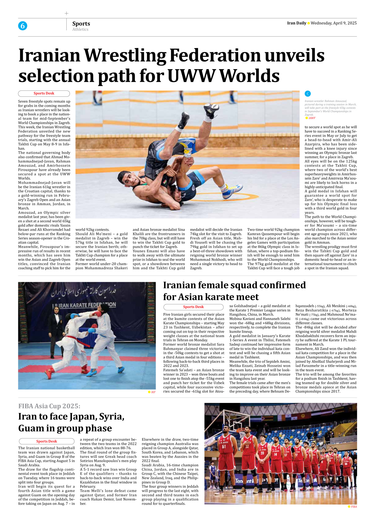 Iran Daily - Number Seven Thousand Eight Hundred and Two - 09 April 2025 - Page 6