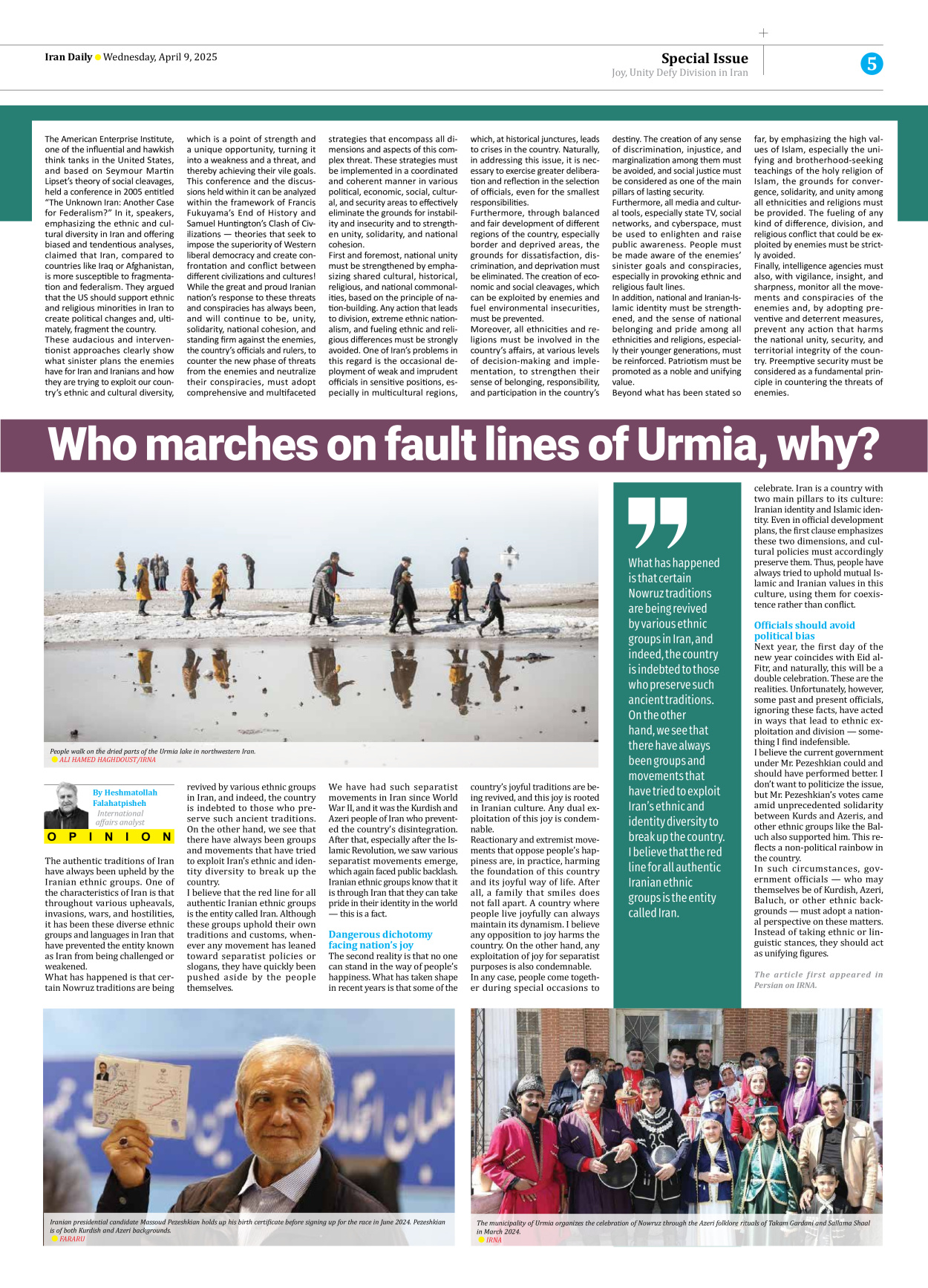 Iran Daily - Number Seven Thousand Eight Hundred and Two - 09 April 2025 - Page 5