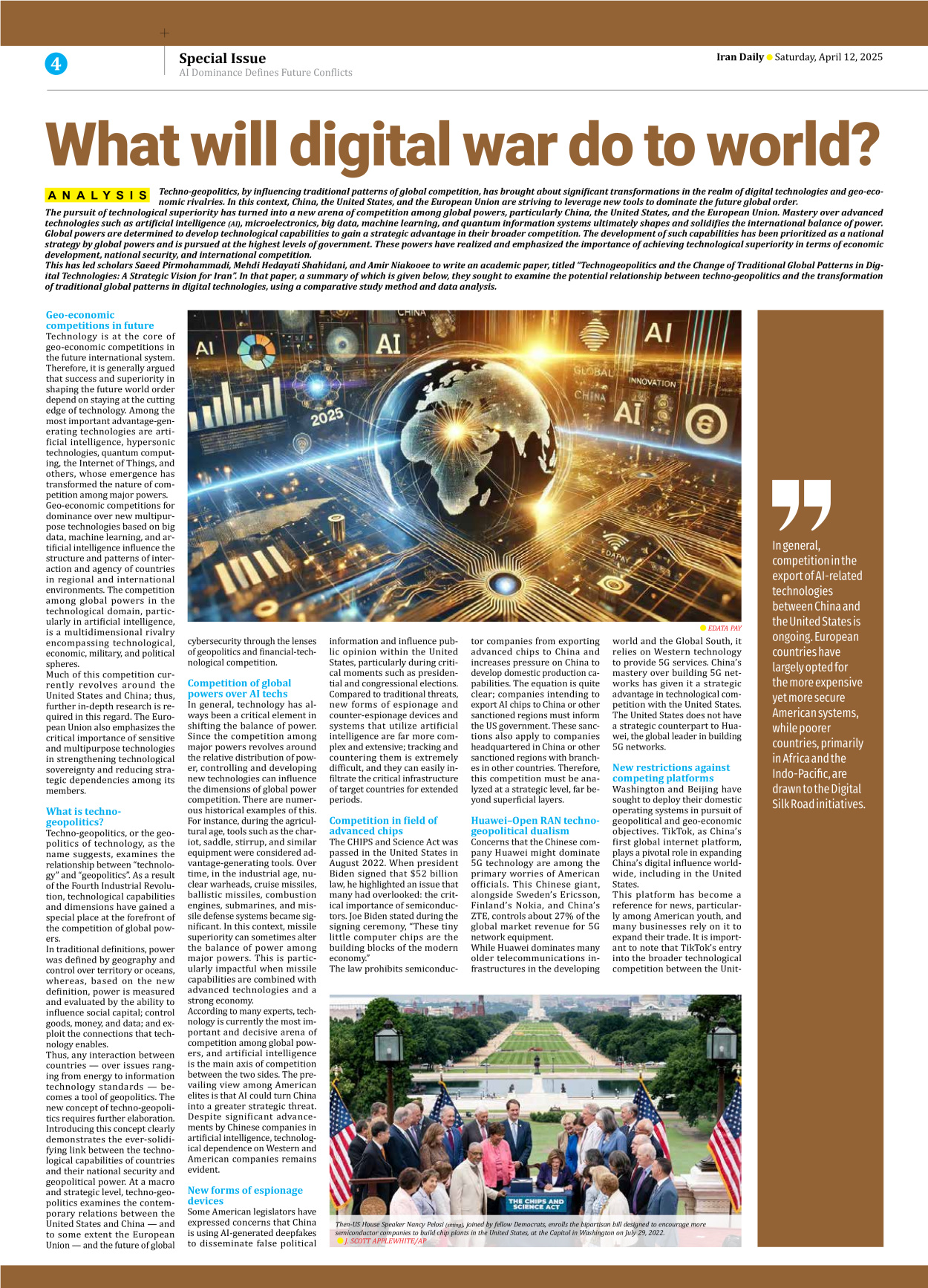 Iran Daily - Number Seven Thousand Eight Hundred and Four - 12 April 2025 - Page 4