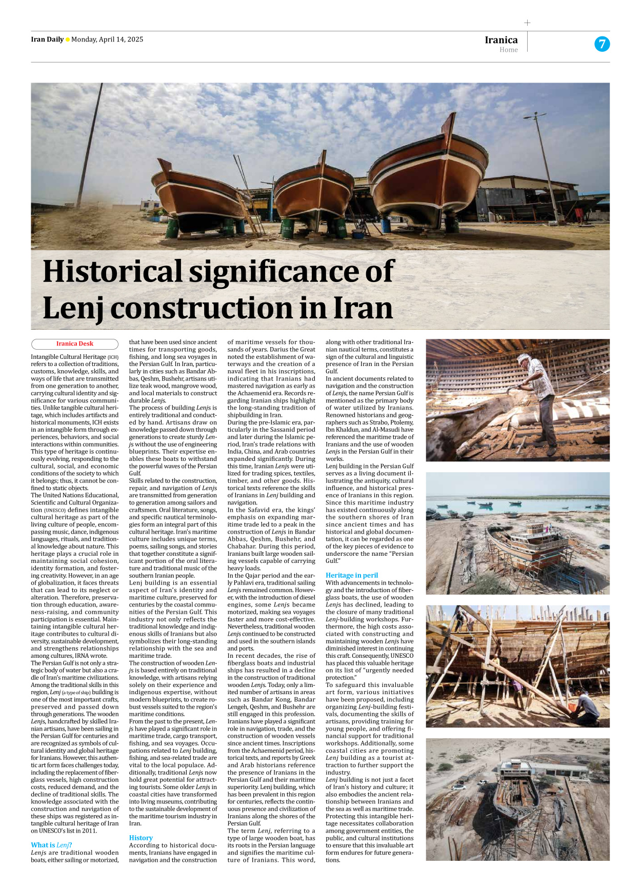 Iran Daily - Number Seven Thousand Eight Hundred and Six - 14 April 2025 - Page 7