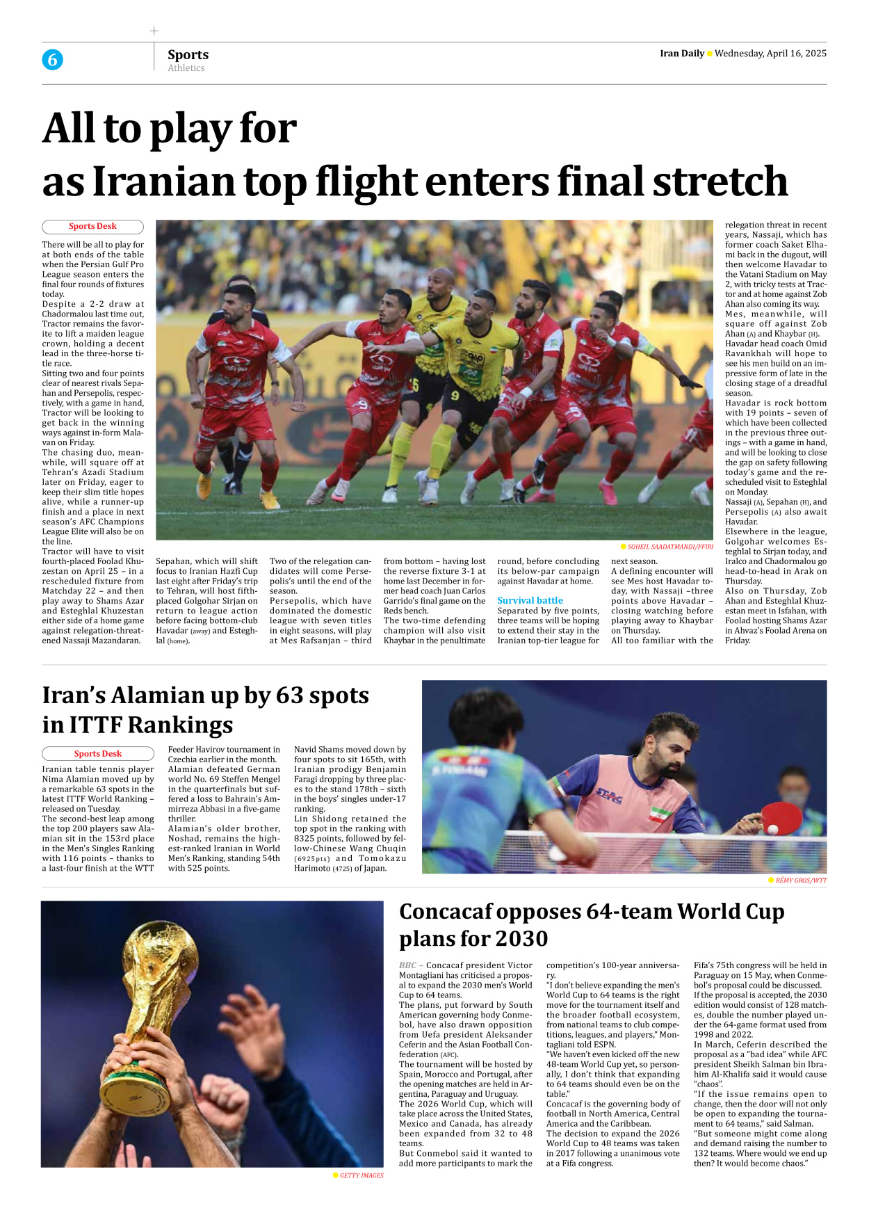 Iran Daily - Number Seven Thousand Eight Hundred and Eight - 16 April 2025 - Page 6