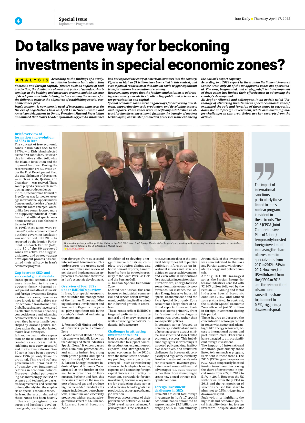 Iran Daily - Number Seven Thousand Eight Hundred and Nine - 17 April 2025 - Page 4