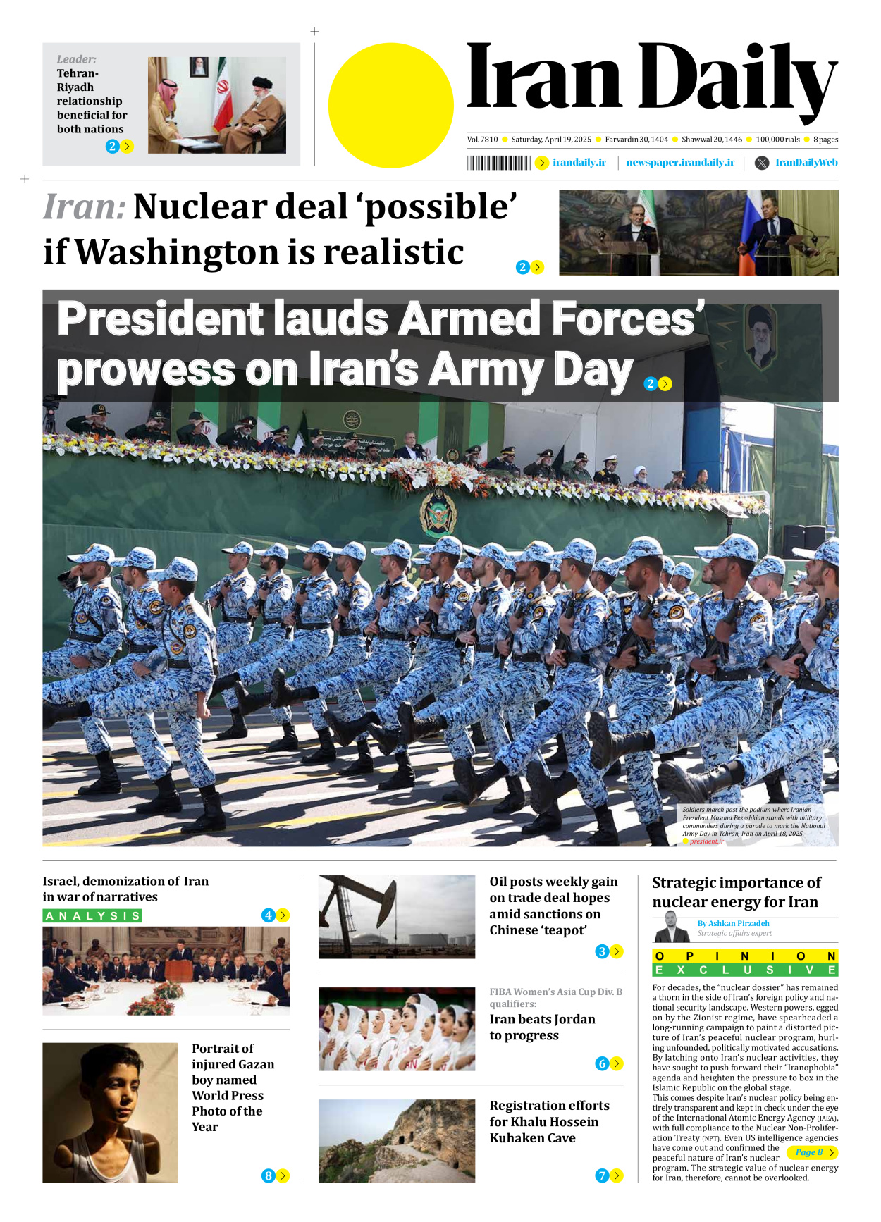 Iran Daily - Number Seven Thousand Eight Hundred and Ten - 19 April 2025