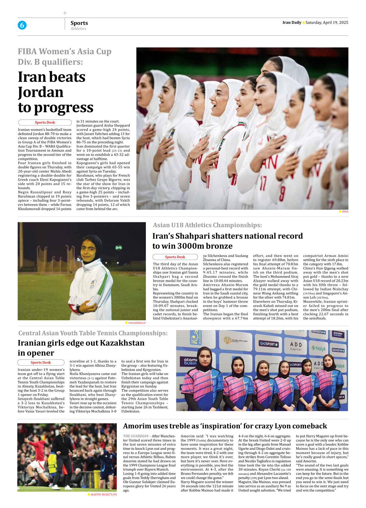 Iran Daily - Number Seven Thousand Eight Hundred and Ten - 19 April 2025 - Page 6