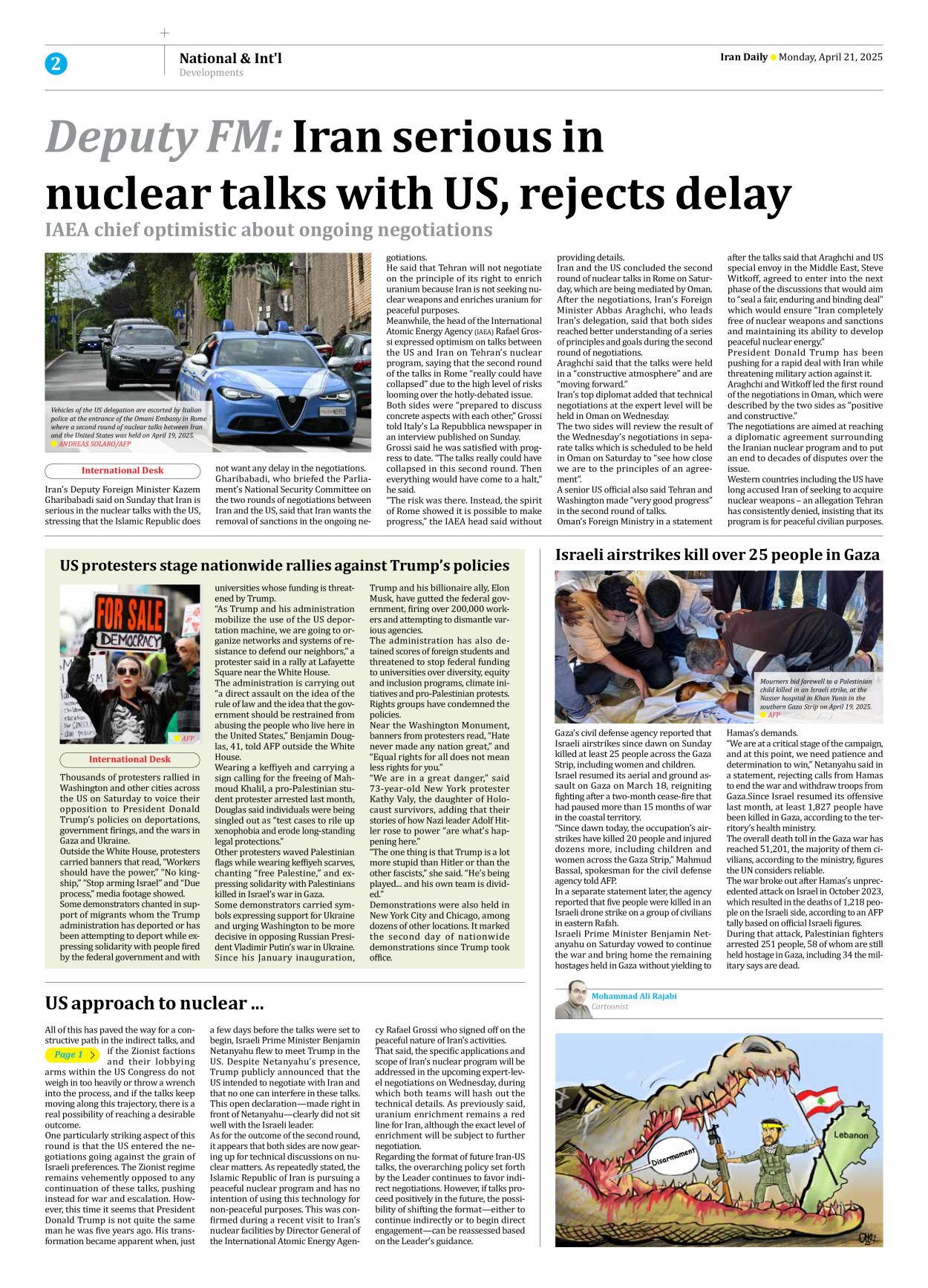 Iran Daily - Number Seven Thousand Eight Hundred and Twelve - 21 April 2025 - Page 2