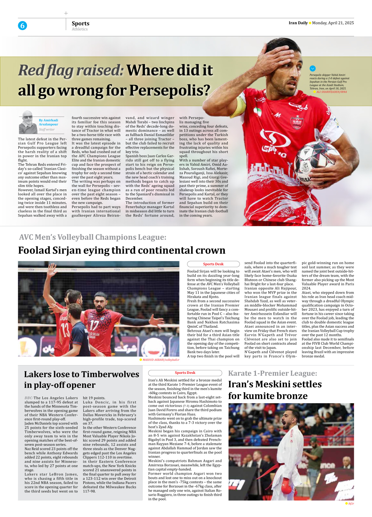 Iran Daily - Number Seven Thousand Eight Hundred and Twelve - 21 April 2025 - Page 6