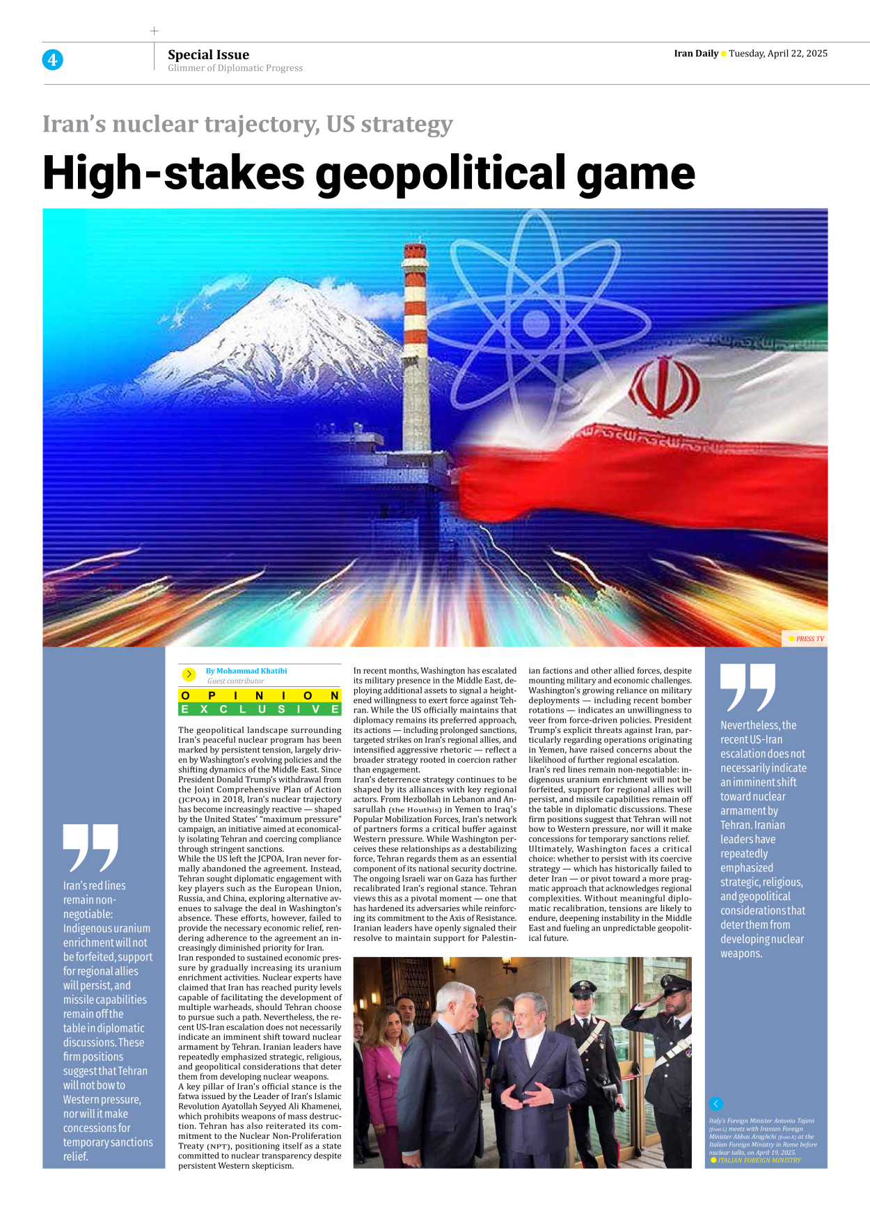 Iran Daily - Number Seven Thousand Eight Hundred and Thirteen - 22 April 2025 - Page 4