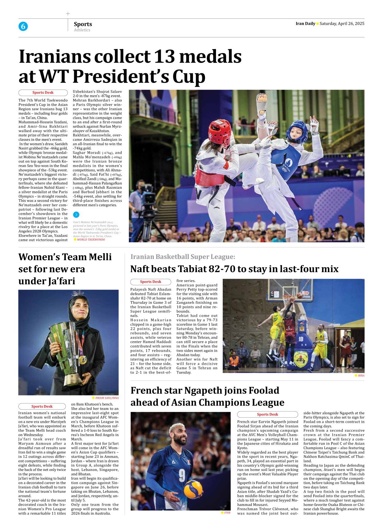 Iran Daily - Number Seven Thousand Eight Hundred and Fifteen - 26 April 2025 - Page 6