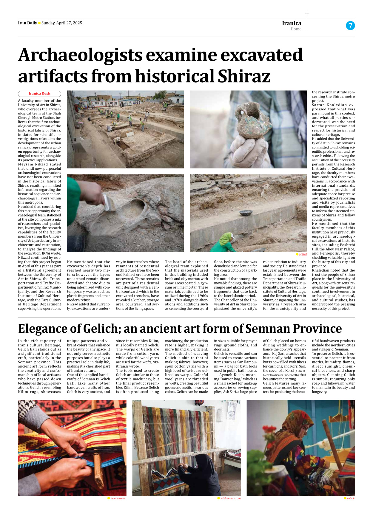 Iran Daily - Number Seven Thousand Eight Hundred and Sixteen - 27 April 2025 - Page 7