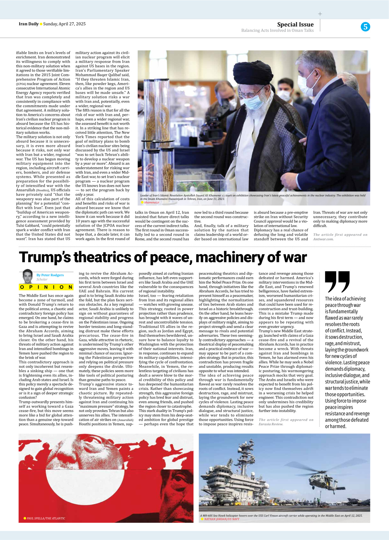 Iran Daily - Number Seven Thousand Eight Hundred and Sixteen - 27 April 2025 - Page 5