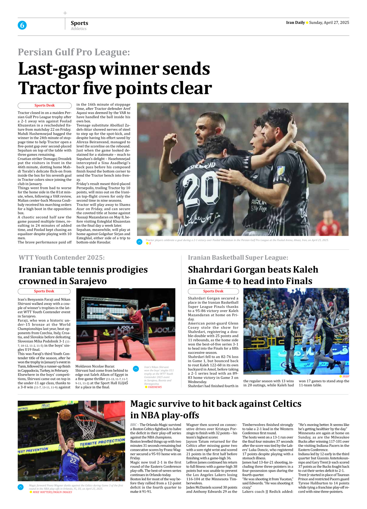 Iran Daily - Number Seven Thousand Eight Hundred and Sixteen - 27 April 2025 - Page 6
